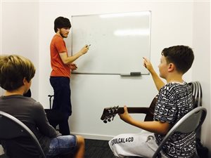 Charles (Guitar tutor) teaching a group